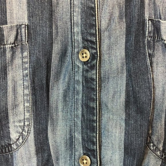 Revolve RAILS Carter Button Up Indigo Block Stripe Shirt M - Picture 5 of 15